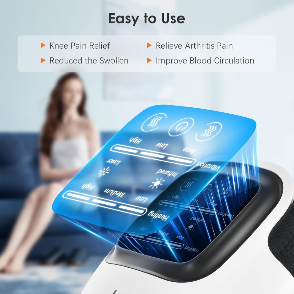 Wireless Knee Massager with Heat & Vibration Therapy | Portable Knee Pain Relief Device | KGN Collection