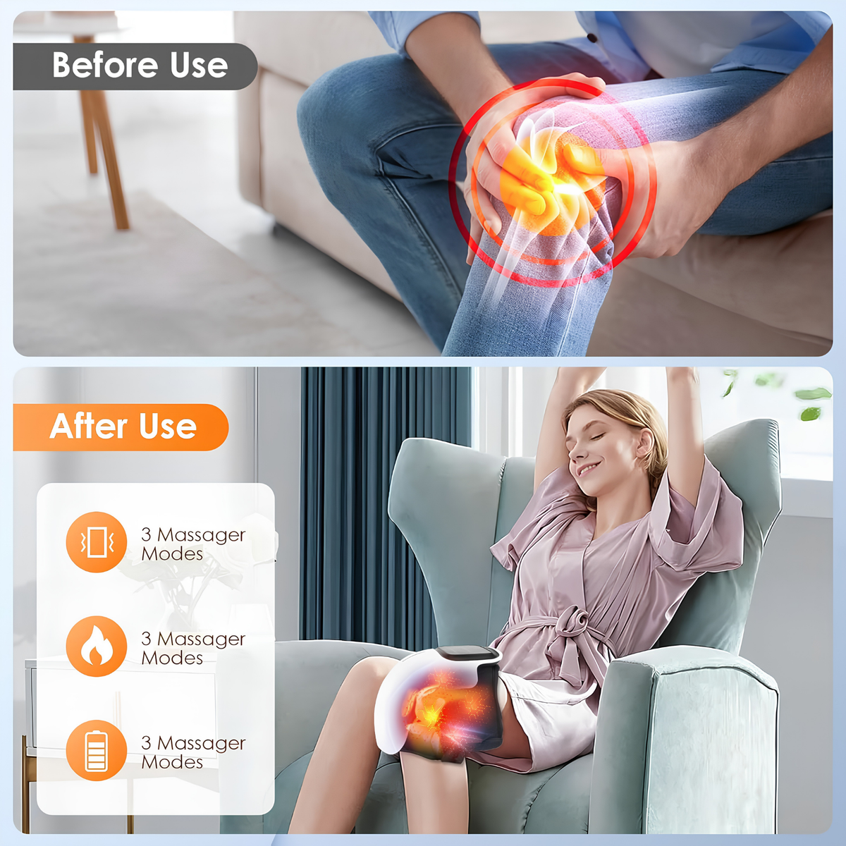 Wireless Knee Massager with Heat & Vibration Therapy | Portable Knee Pain Relief Device | KGN Collection