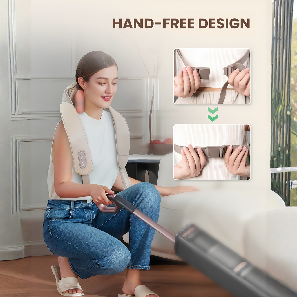 EKOLLF Smart Neck & Shoulder Massager with Heat | Deep Tissue Pain Relief | Portable Rechargeable Massage Device