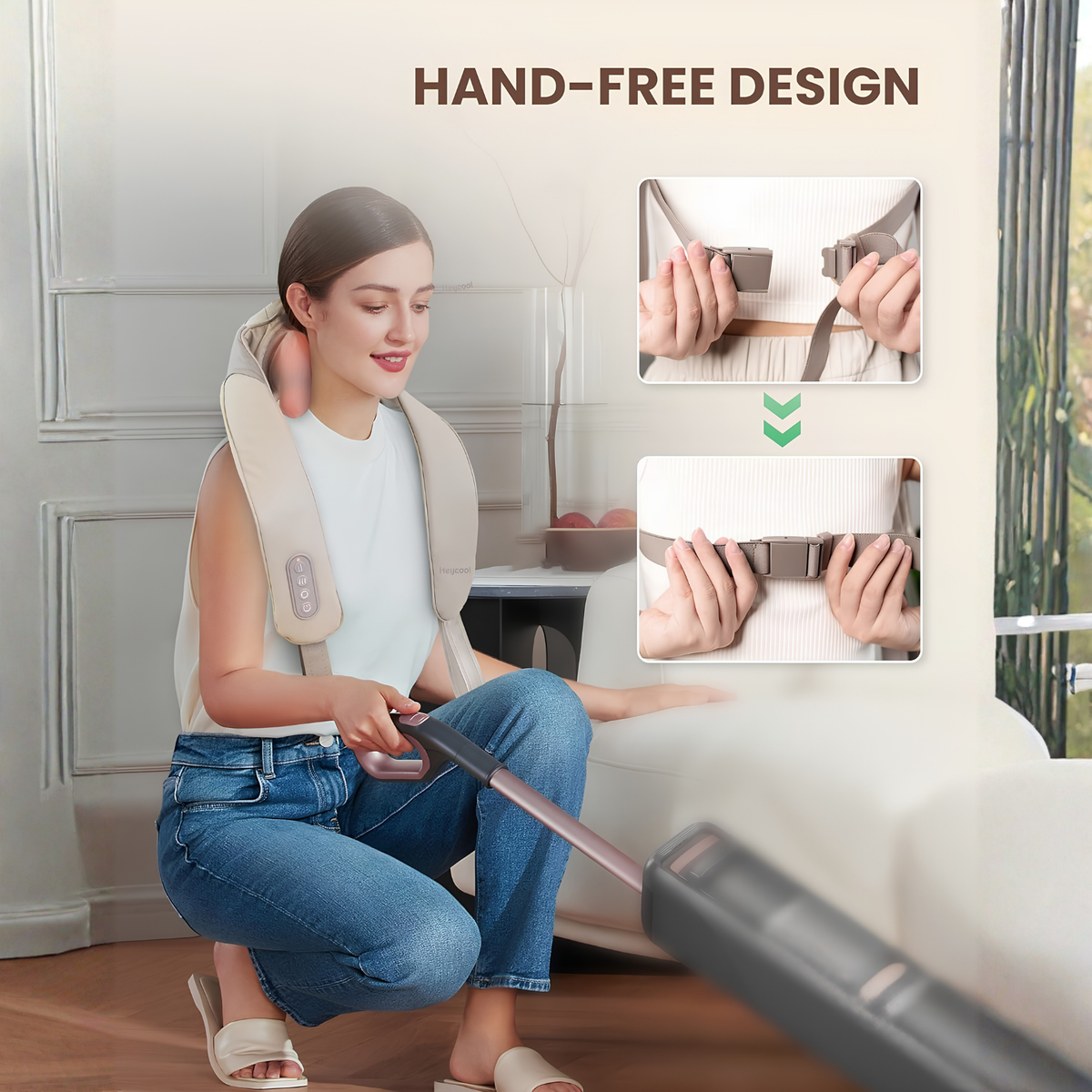 EKOLLF Smart Neck & Shoulder Massager with Heat | Deep Tissue Pain Relief | Portable Rechargeable Massage Device
