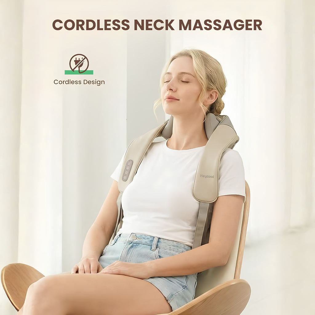 EKOLLF Smart Neck & Shoulder Massager with Heat | Deep Tissue Pain Relief | Portable Rechargeable Massage Device