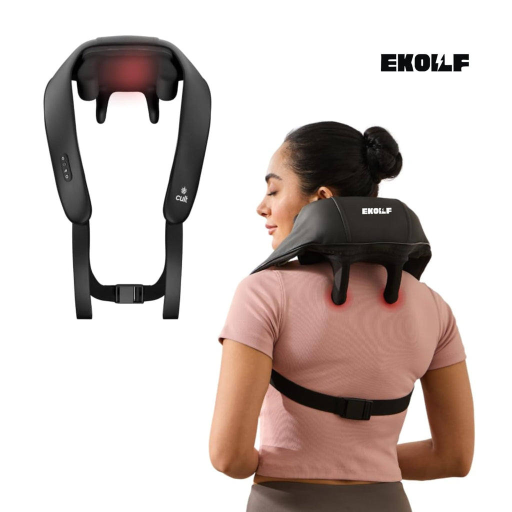 EKOLLF Smart Neck & Shoulder Massager with Heat | Deep Tissue Pain Relief | Portable Rechargeable Massage Device
